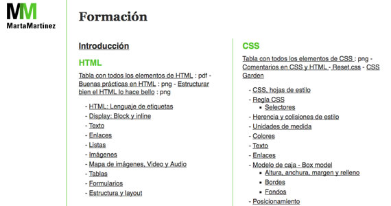 Imagen del web de FORMACIÓN  - martamartinez.net